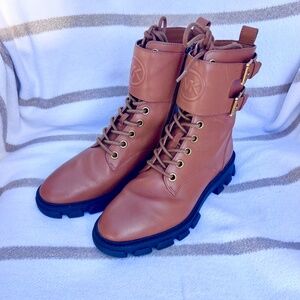 Michael Kors Brown Leather Lace Up Ankle Boots / Booties with Zipper Size 8.5